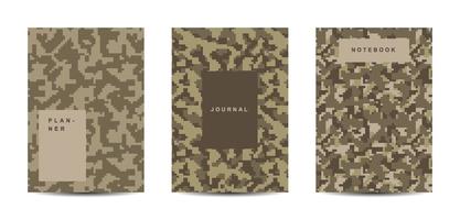 Military and army camouflage abstract cover notebook vector