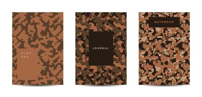 Cuaderno de tapa abstracta de camuflaje militar y militar vector