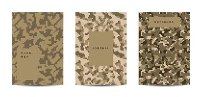 Cuaderno de tapa abstracta de camuflaje militar y militar vector