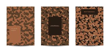 Cuaderno de tapa abstracta de camuflaje militar y militar vector