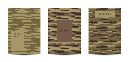 Cuaderno de tapa abstracta de camuflaje militar y militar vector