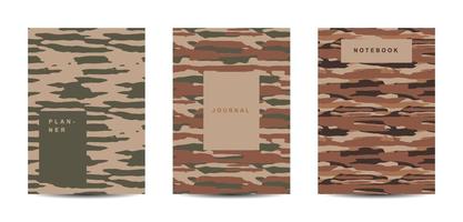 Cuaderno de tapa abstracta de camuflaje militar y militar vector