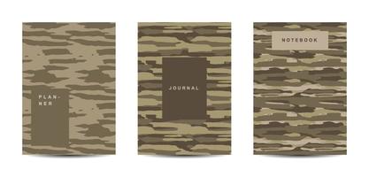 Cuaderno de tapa abstracta de camuflaje militar y militar vector