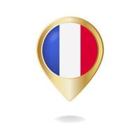 France flag on golden pointer map, Vector illustration eps.10