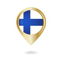 Finland flag on golden pointer map, Vector illustration eps.10