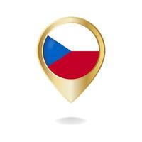 Czech Republic flag on golden pointer map, Vector illustration eps.10