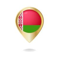 Belarus flag on golden pointer map, Vector illustration eps.10