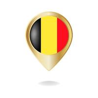 Belgium flag on golden pointer map, Vector illustration eps.10