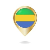 Gabon flag on golden pointer map, Vector illustration eps.10