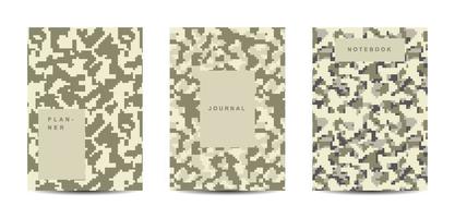 Cuaderno de tapa abstracta de camuflaje militar y militar vector