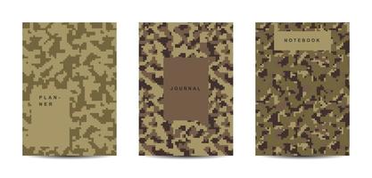 Cuaderno de tapa abstracta de camuflaje militar y militar vector