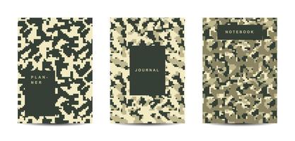 Cuaderno de tapa abstracta de camuflaje militar y militar vector