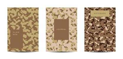 Cuaderno de tapa abstracta de camuflaje militar y militar vector