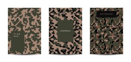 Cuaderno de tapa abstracta de camuflaje militar y militar vector