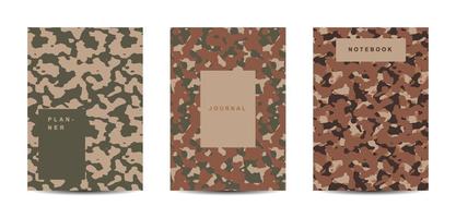 Cuaderno de tapa abstracta de camuflaje militar y militar vector