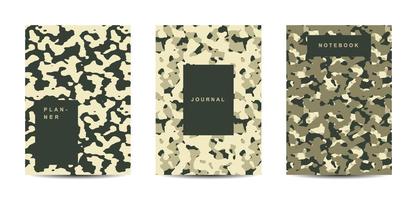 Cuaderno de tapa abstracta de camuflaje militar y militar vector