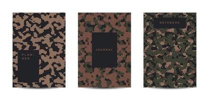 Cuaderno de tapa abstracta de camuflaje militar y militar vector