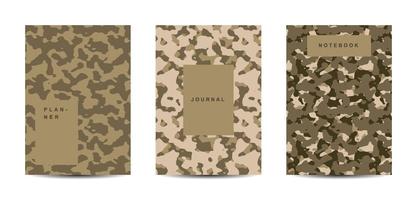 Cuaderno de tapa abstracta de camuflaje militar y militar vector