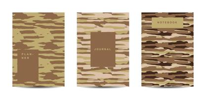 Cuaderno de tapa abstracta de camuflaje militar y militar vector