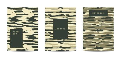 Cuaderno de tapa abstracta de camuflaje militar y militar vector