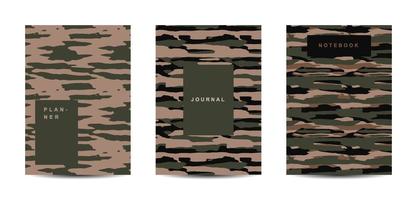 Cuaderno de tapa abstracta de camuflaje militar y militar vector