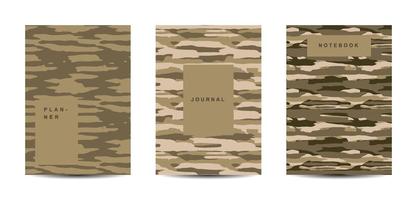 Cuaderno de tapa abstracta de camuflaje militar y militar vector