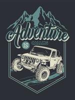 todoterreno, jeep, en, montañas, aventura, vector, ilustración