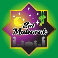 Ilustraciones de happy eid mubarak greeting card vector