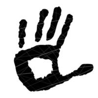 imprint of hand. Cartoon style. Vector illustration. Isolated on white. Black and white.