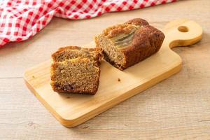 banana cake on wood board photo