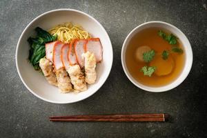 Barbecue Red Pork and Wonton Noodles with Soup photo