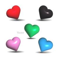 3d vector icon set heart. isolated background