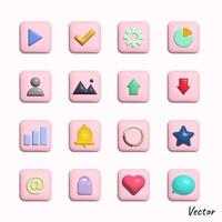 3d vector icon set application , buttons icon web. isolated background