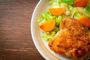 teppanyaki chicken steak with cabbage and carrot photo