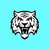 Template logo head face white tiger with red eyes vector