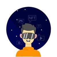 Illustration vector graphic of flat design man used VR perfect for metaverse concept