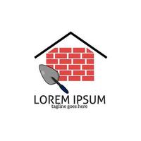 Template logo brick home and plaster tools vector