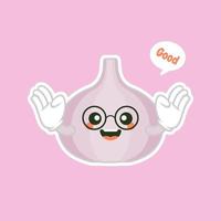 cute and kawaii Onion. funny vegetable vector character set isolated on color background