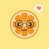 personaje de dibujos animados lindo y kawaii naranja. ilustración de personaje de fruta orgánica feliz saludable. frutas cítricas que son ricas en vitamina c. agrio, ayudando a sentirse fresco. vector