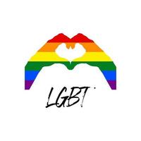 símbolo lgbt con ilustración de vector de forma de corazón de mano para derechos de relación, amor o sexualidad gay, lesbiana, bisexual, transgénero, asexual, intersexual y queer.