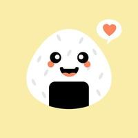 vector illustration. Onigiri cute and kawaii character logo design. Japan rice ball.