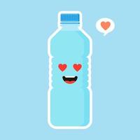 Cute and kawaii cartoon mineral water character. funny water bottle. Concept for healthy nutrition and drinking mineral water. flat design vector illustration, simple emoji and emoticon design