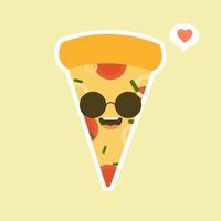 Funny Pizza slice. Cute pizza character set isolated on color background . Fast food characters. can use in the menu, in the shop, in the bar, the card or stickers. Easy to edit. vector