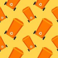 Trash bin garbage icon seamless pattern background. Trash bucket vector illustration. Garbage basket symbol pattern.