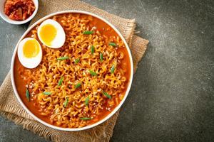 Korean instant noodles with egg photo