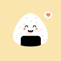 vector illustration. Onigiri cute and kawaii character logo design. Japan rice ball.