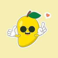 lindo y kawaii personaje de fruta de mango. ilustración de concepto vectorial en un estilo plano para una alimentación y un estilo de vida saludables. vector