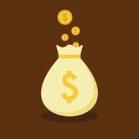 Money. Dollars banknotes. Cash money. Flat style Vector illustration. Money saving and money bag cartoon icon design