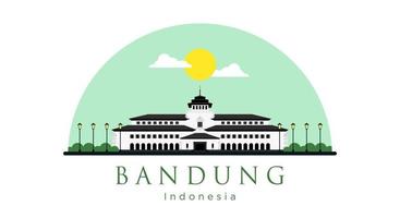 Gedung Sate Flat Style Vector Illustration The Icon of Bandung, West Java, Indonesia