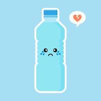 Cute and kawaii cartoon mineral water character. funny water bottle. Concept for healthy nutrition and drinking mineral water. flat design vector illustration, simple emoji and emoticon design